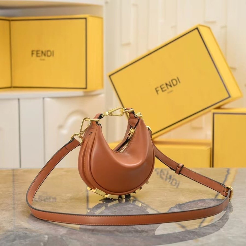 F**di F**digraphy Mini Leather Mini Bag Brown 20Cm 8BS081A5DYF1MQI