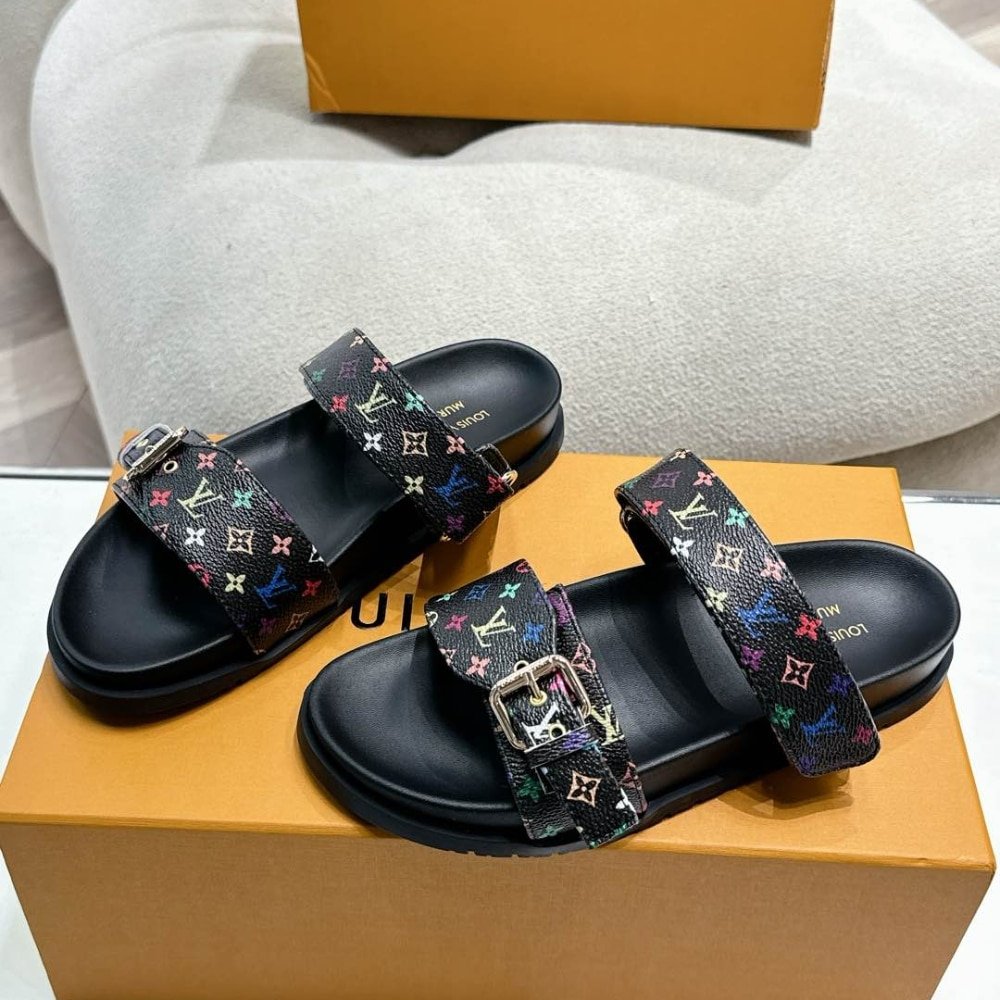 L0vis Vvtt0n X Takashi Murakami Bom Dia Flat Comfort Mule Black 1Agxub