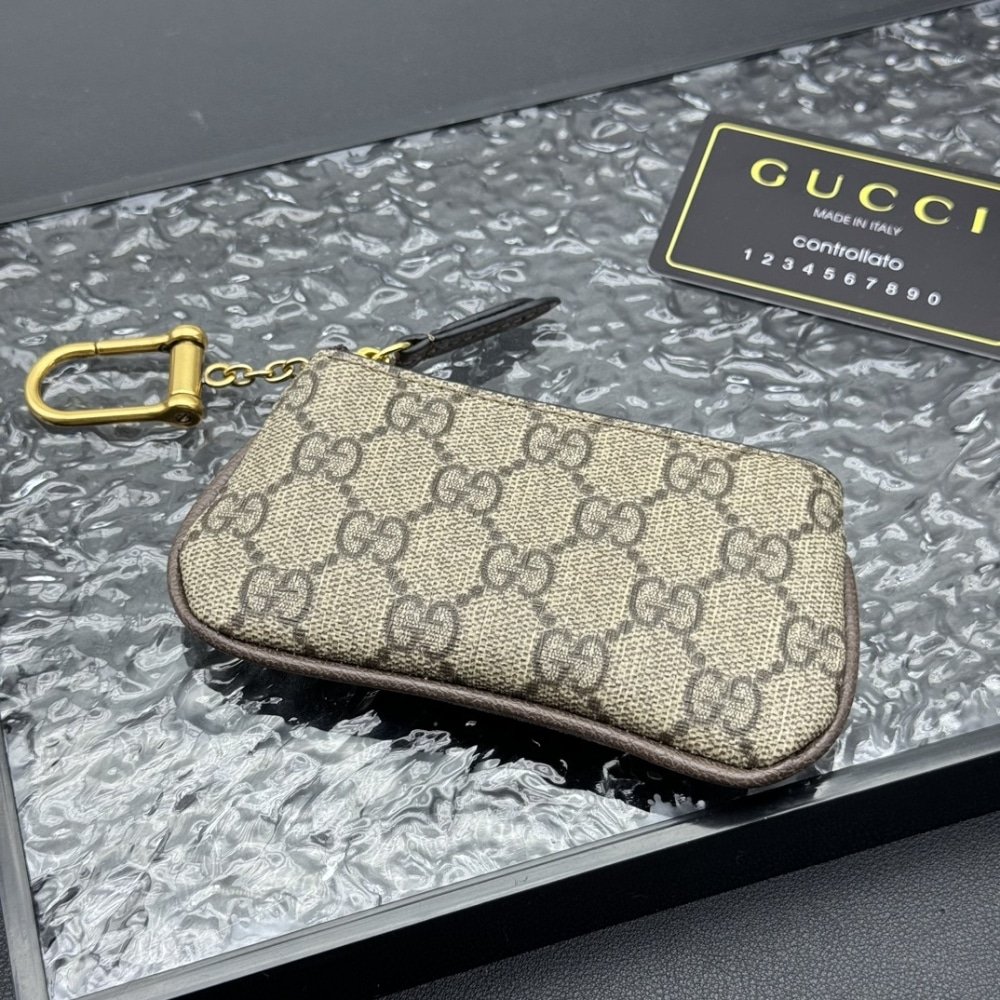 Gvc*1 Gg Svp*me Canvas Wallet Ophidia Key Case Beige And Ebony 12Cm