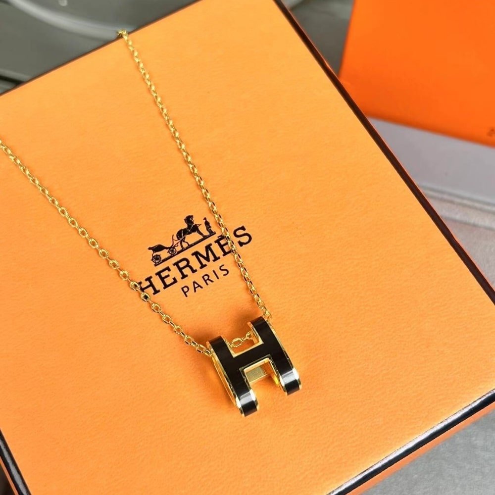 H**me5 Mini Pop H Pendant Necklace Black And Gold