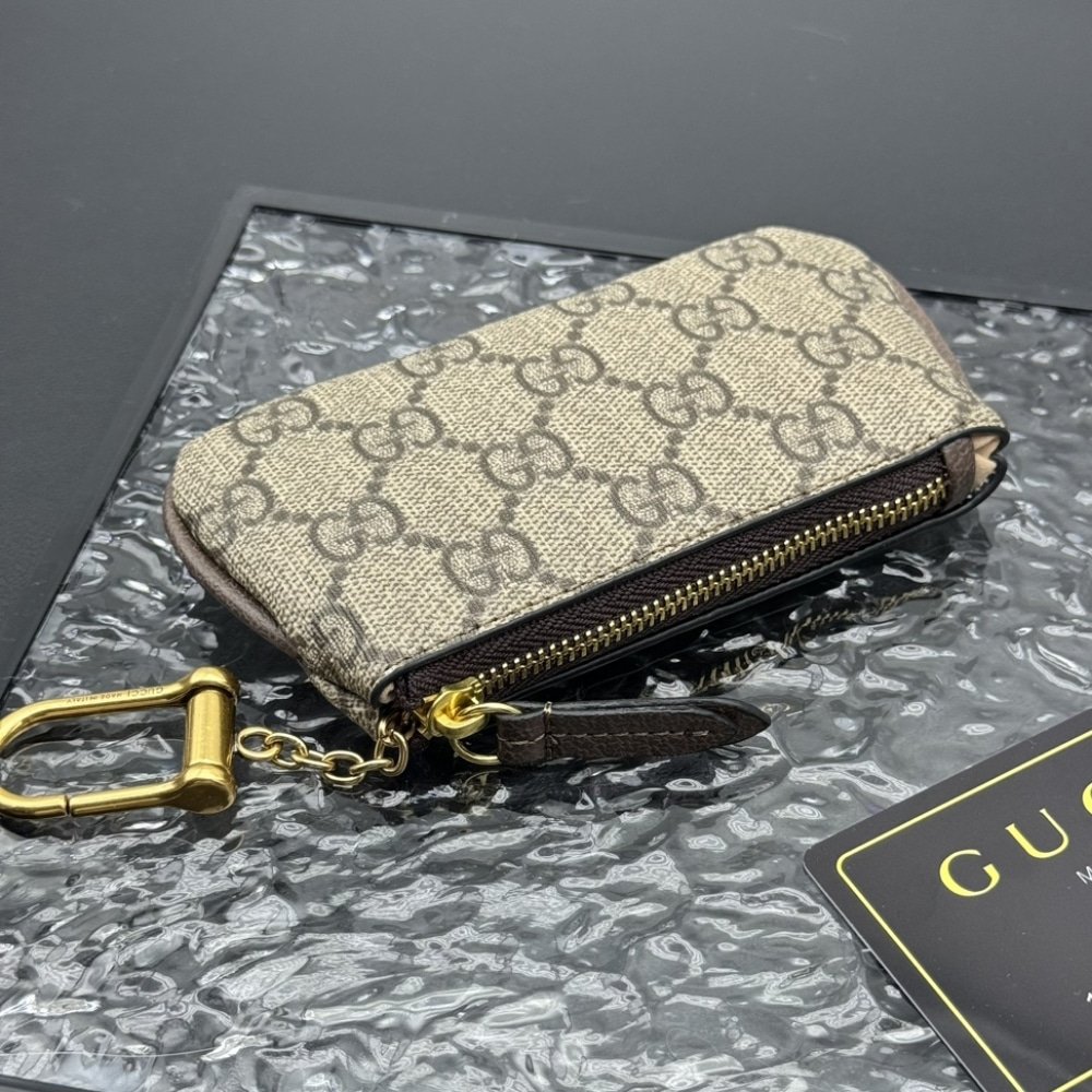 Gvc*1 Gg Svp*me Canvas Wallet Ophidia Key Case Beige And Ebony 12Cm
