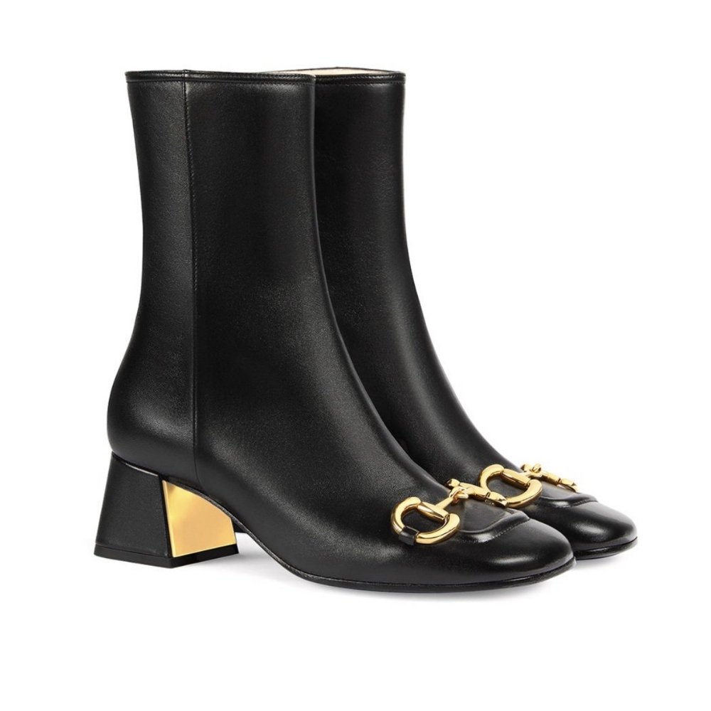 Gvc*1 Women’S Horsebit Mid Heel Ankle Boots Black 643888 Bko00 1000