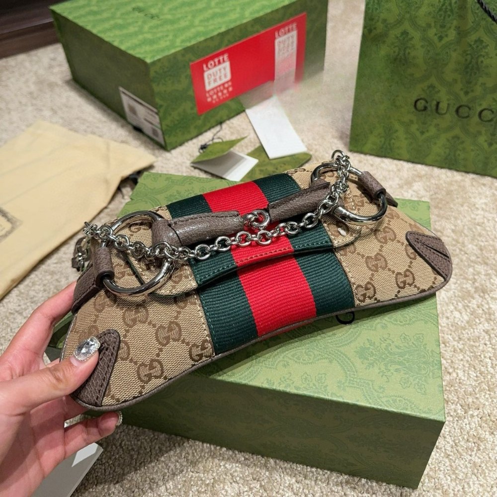 Gvc*1 Horsebit Chain Small Shoulder Bag Beige 27Cm 764339 Facm2 8747