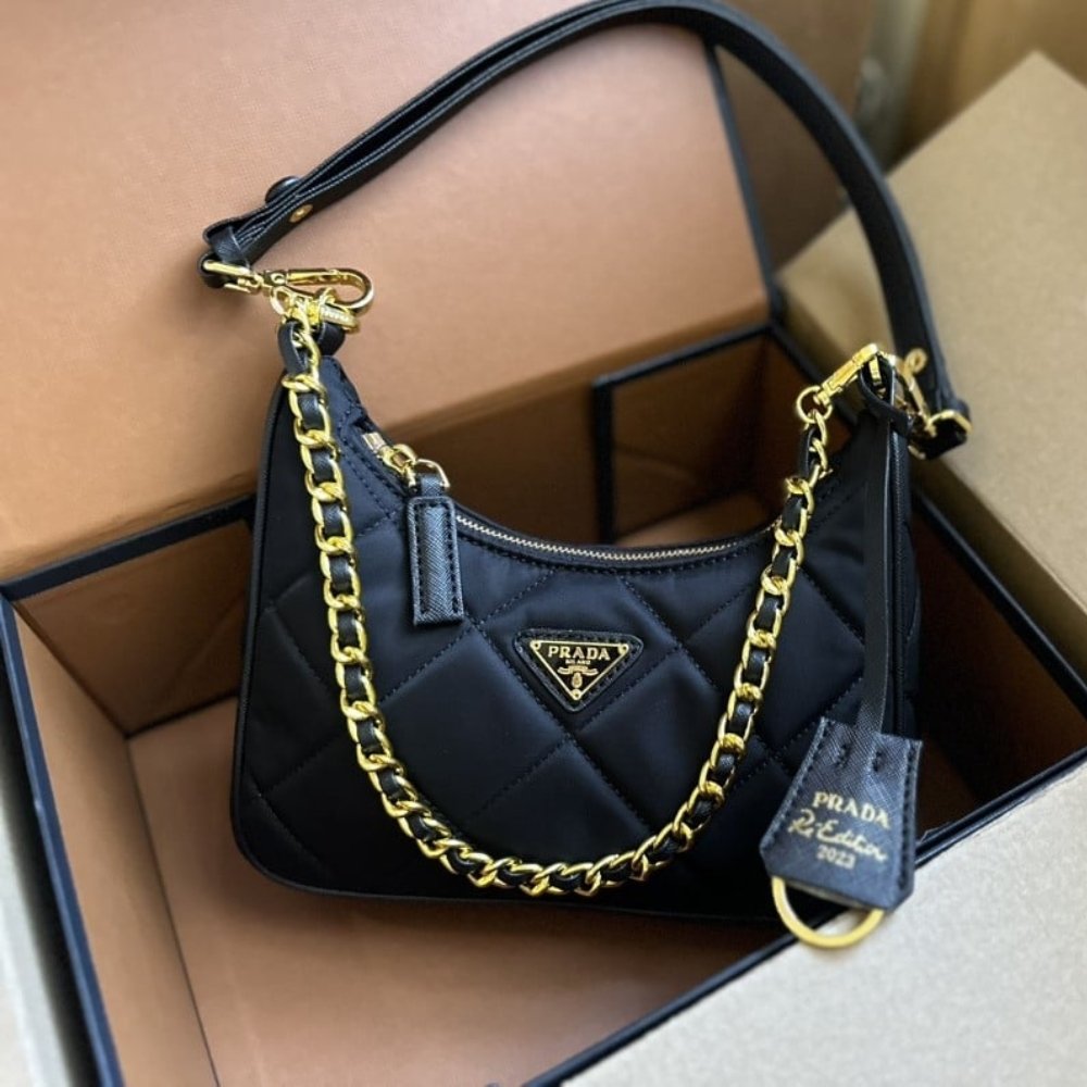 Pra*a Re Edition 1995 Chaîne Re Nylon Mini Bag Black 22Cm 1Bc204 2Aos F0002 V Qoo
