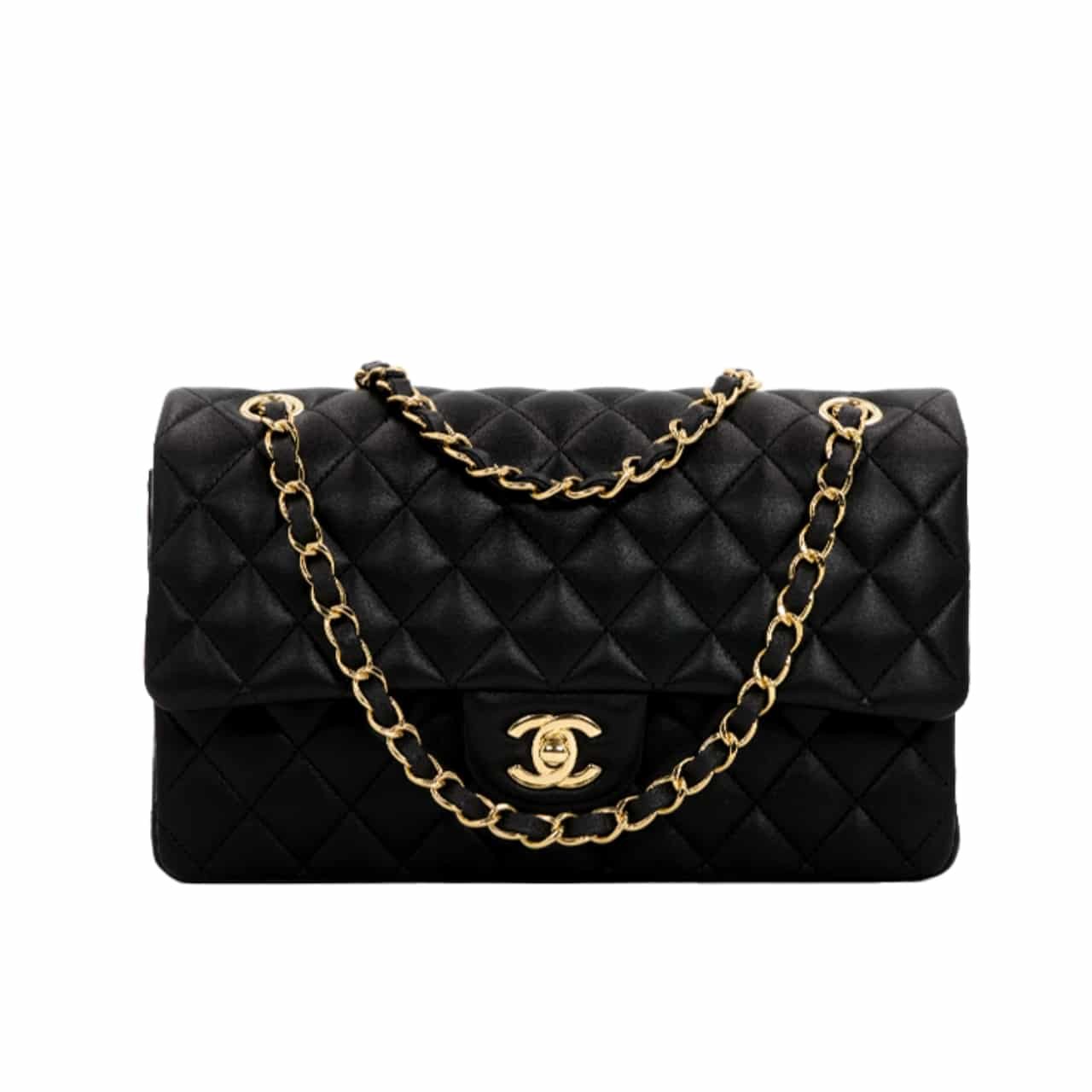 Ch**el Classic Flap Black Gold Hardware 25Cm