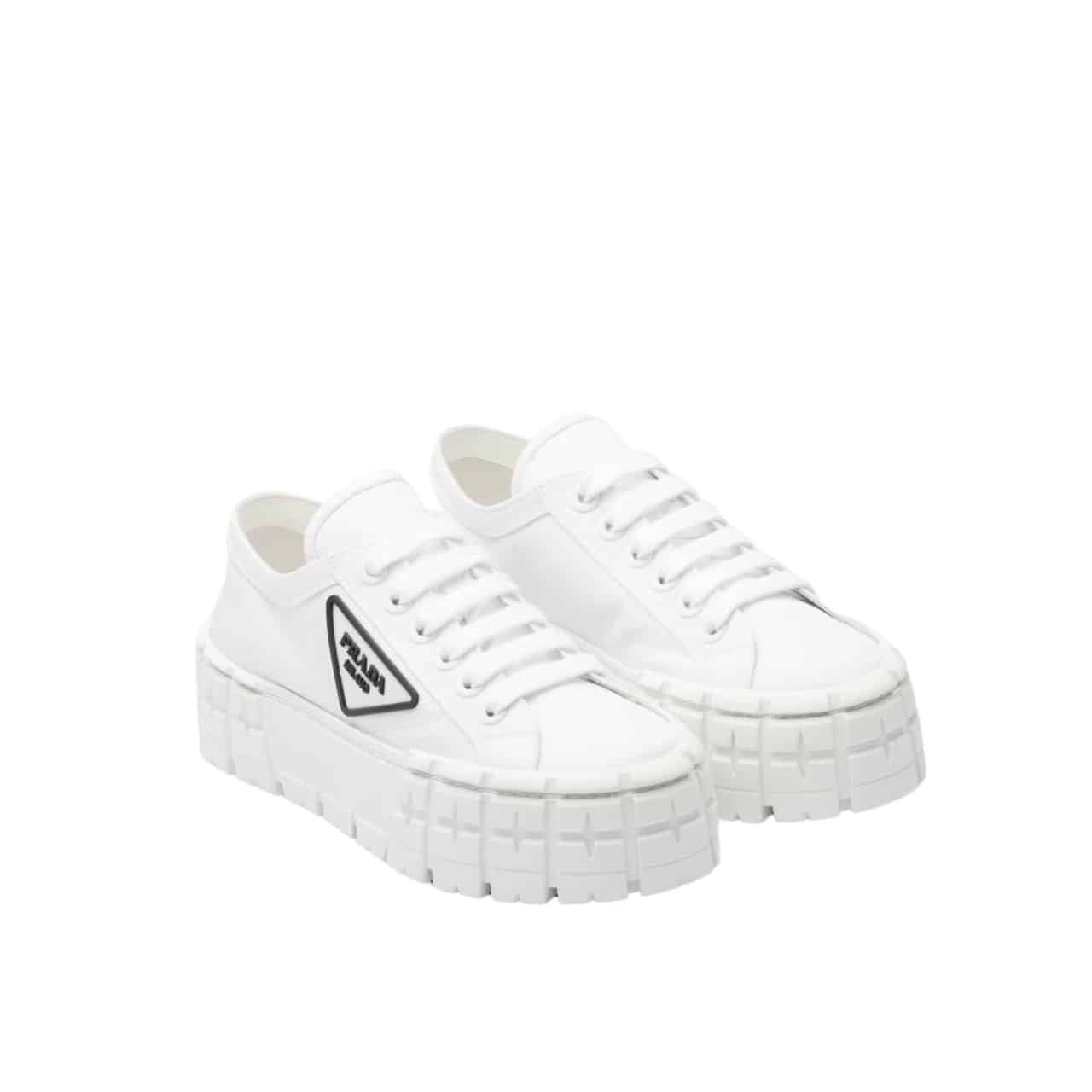 Pra*a Double Wheel Re Nylon Gabardine Sneaker White 1E260M 3Lfx F0009 F B050
