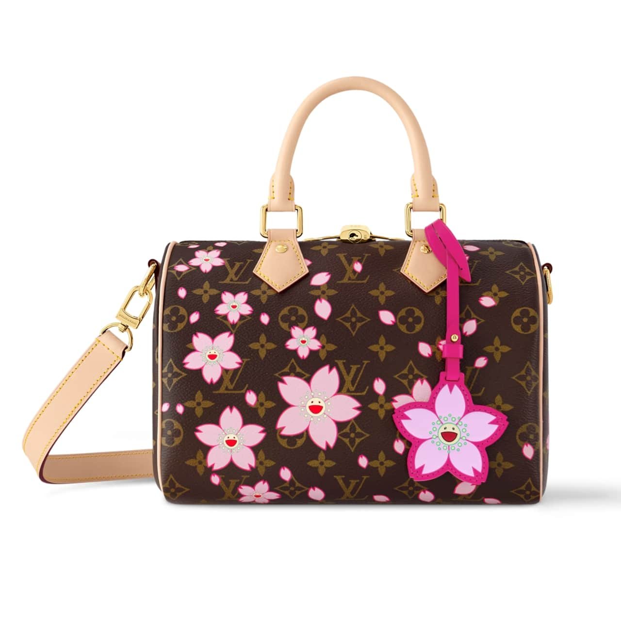 L0vis Vvtt0n X Murakami Speedy Bandoulière 25 Cherry Blossom Monogram Coated Canvas Sakura Brown 25Cm M14174