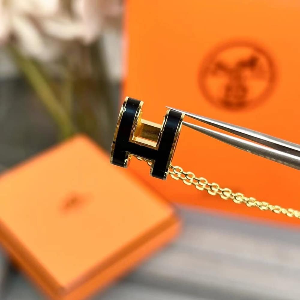 H**me5 Mini Pop H Pendant Necklace Black And Gold
