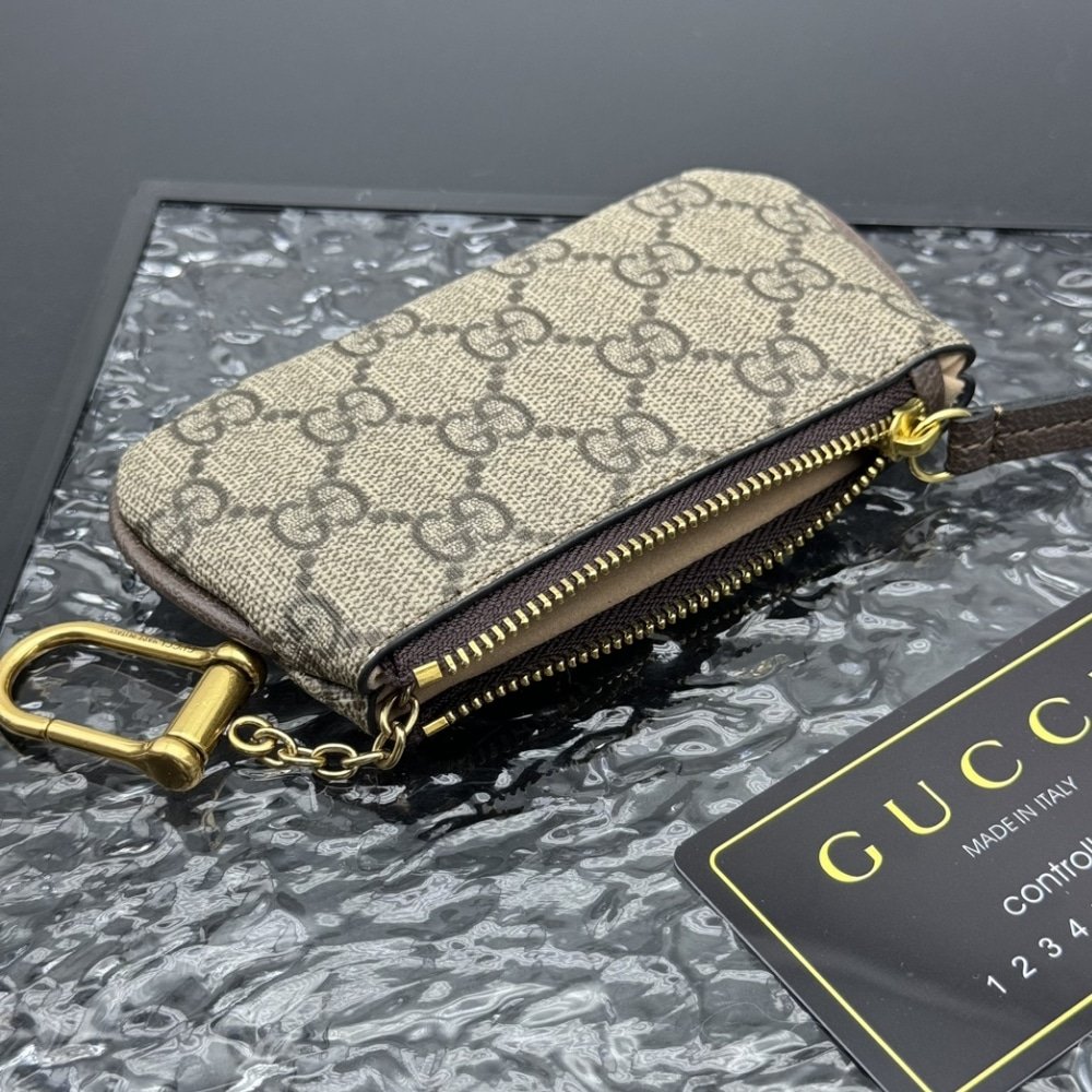 Gvc*1 Gg Svp*me Canvas Wallet Ophidia Key Case Beige And Ebony 12Cm