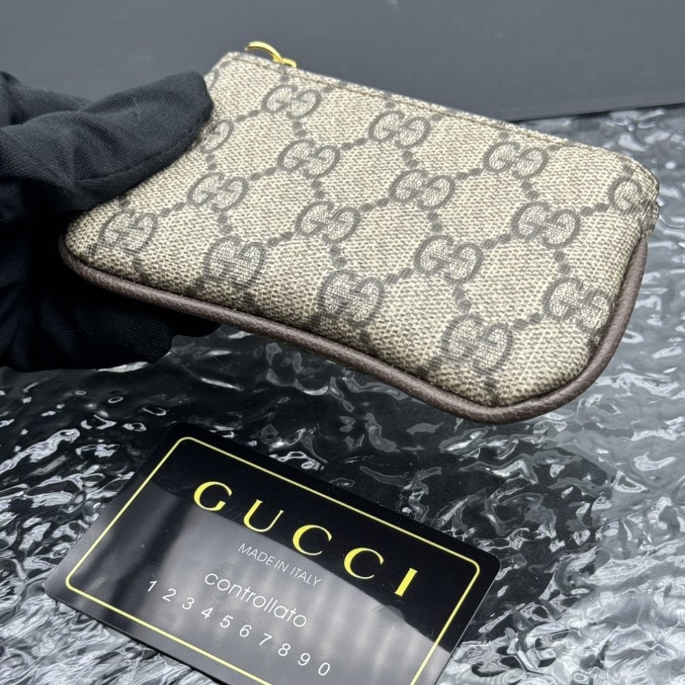 Gvc*1 Gg Svp*me Canvas Wallet Ophidia Key Case Beige And Ebony 12Cm