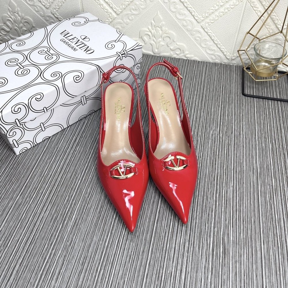 Va1e*ntin0 Vlogo The Bold Edition Slingback Pumps In Patent Leather 60Mm In Rouge Pur