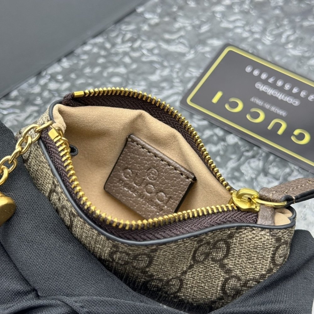 Gvc*1 Gg Svp*me Canvas Wallet Ophidia Key Case Beige And Ebony 12Cm