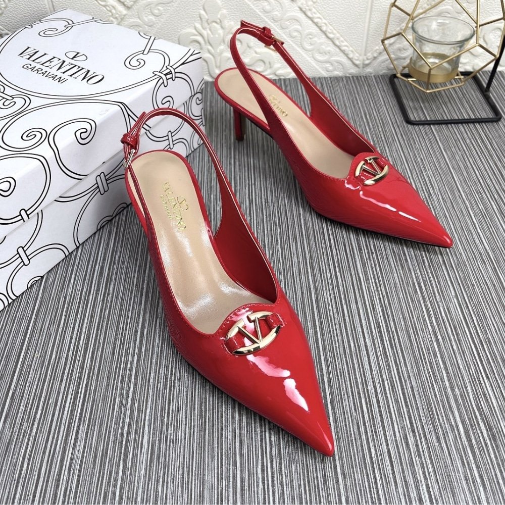 Va1e*ntin0 Vlogo The Bold Edition Slingback Pumps In Patent Leather 60Mm In Rouge Pur