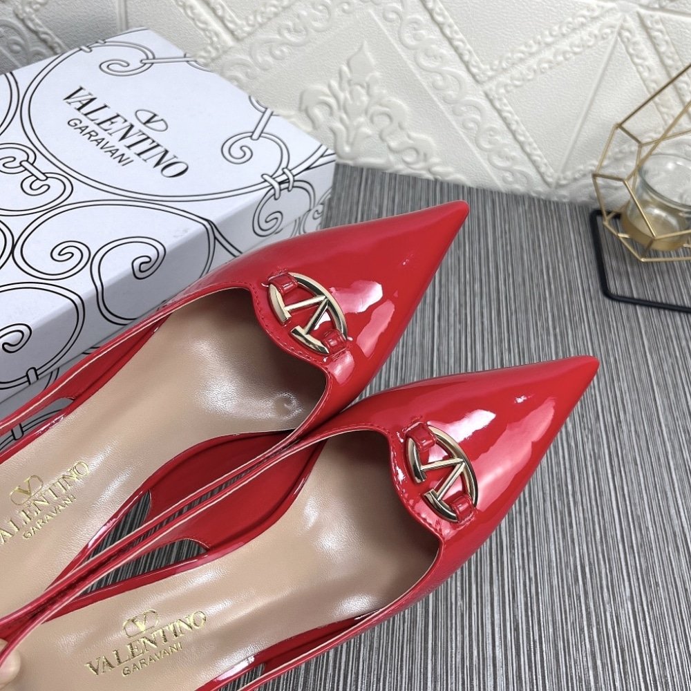 Va1e*ntin0 Vlogo The Bold Edition Slingback Pumps In Patent Leather 60Mm In Rouge Pur