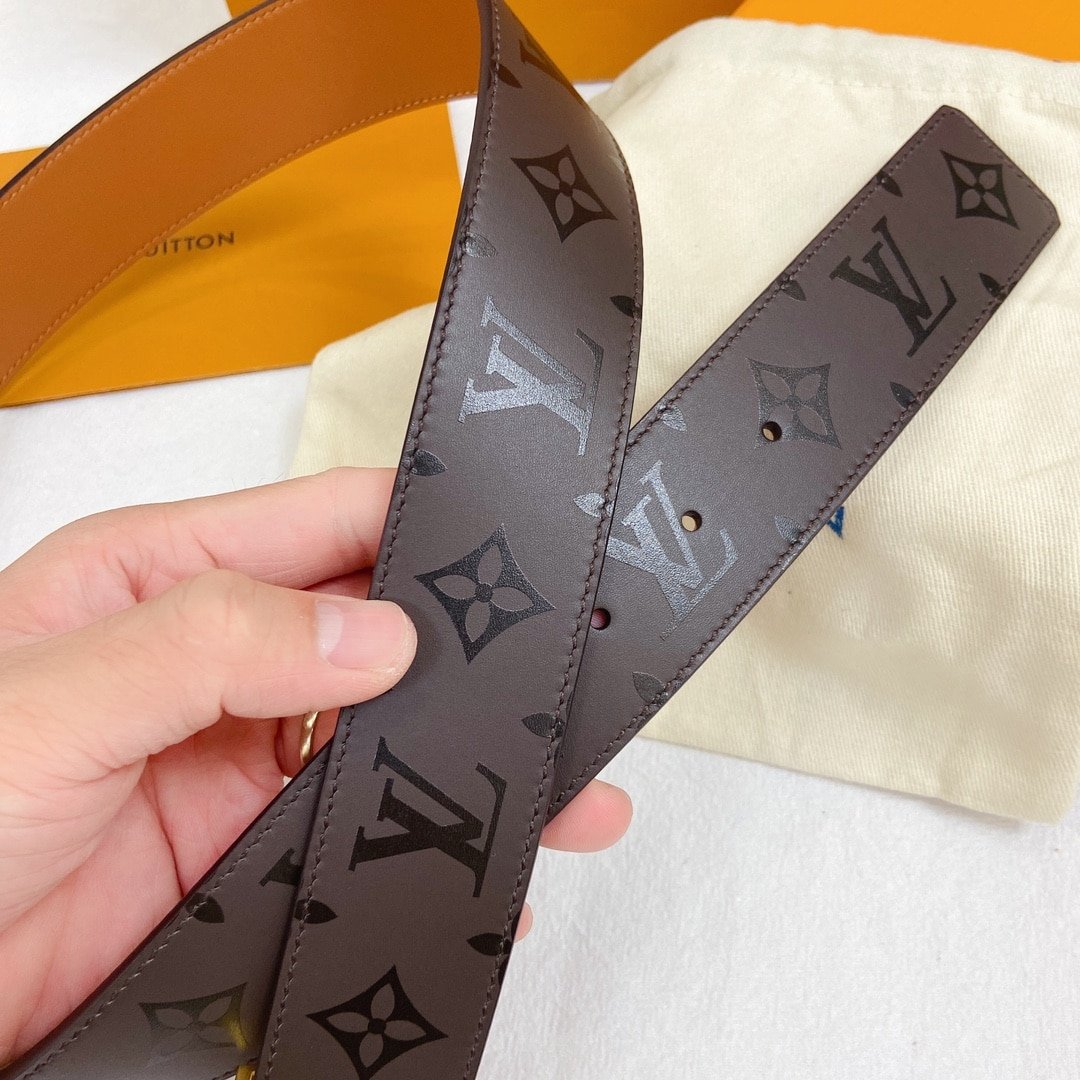L0vis Vvtt0n LV Pyramide Belt Dark Brown 40MM