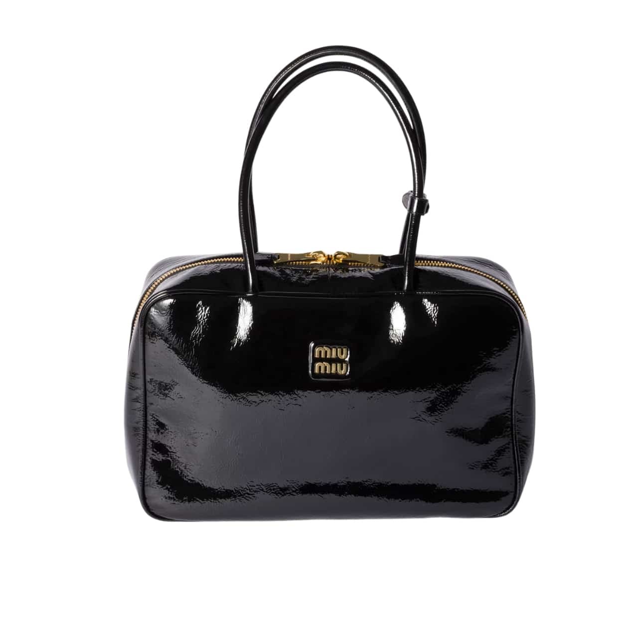 M1um1u Beau Naplak Patent Leather Bag Black 35Cm 5Bb117 Adnt F0002 V Mln