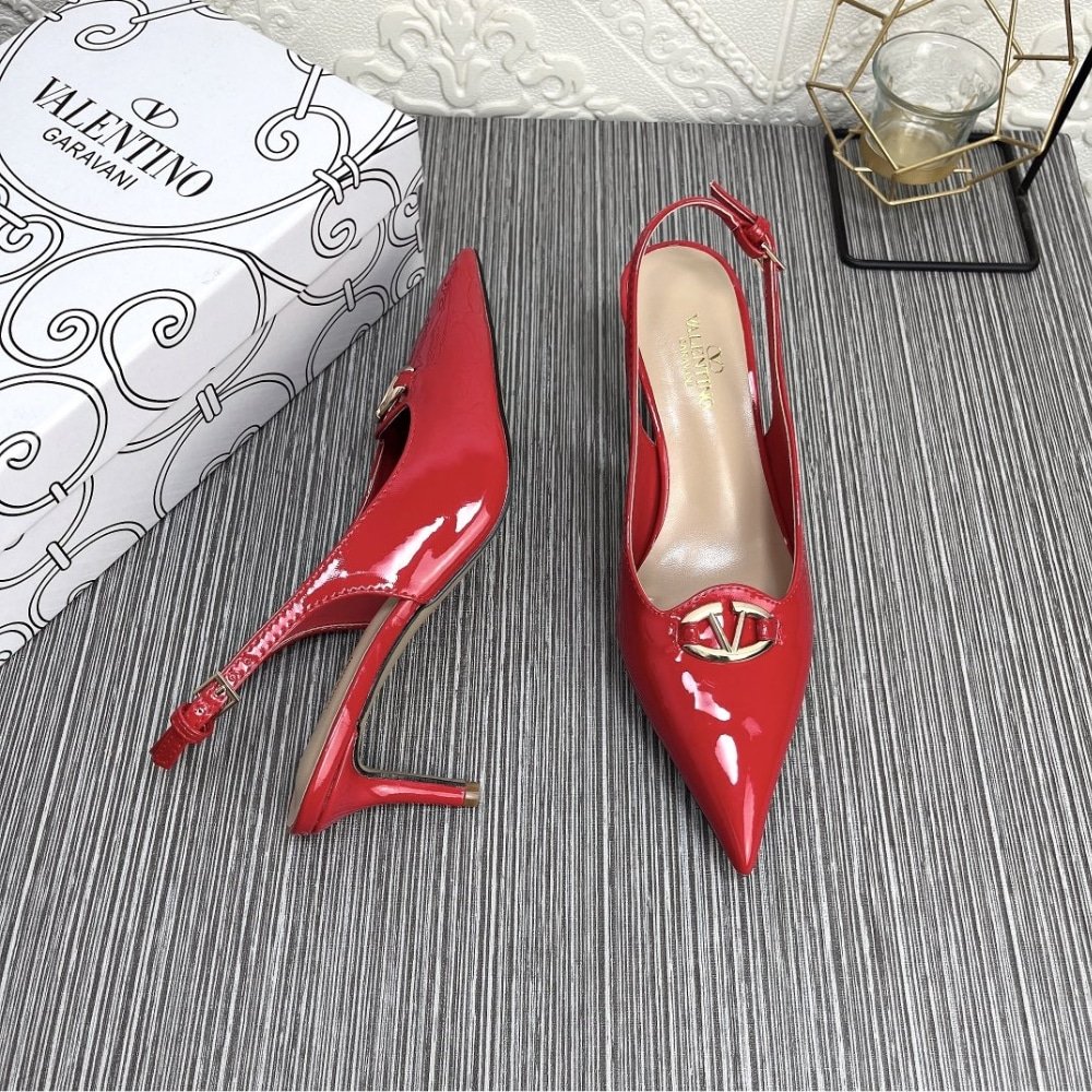 Va1e*ntin0 Vlogo The Bold Edition Slingback Pumps In Patent Leather 60Mm In Rouge Pur