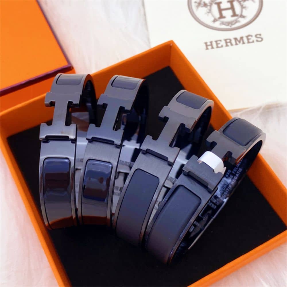 H**me5 Mini Clic Anchor Chain Bracelet Black H703203Fk01T4