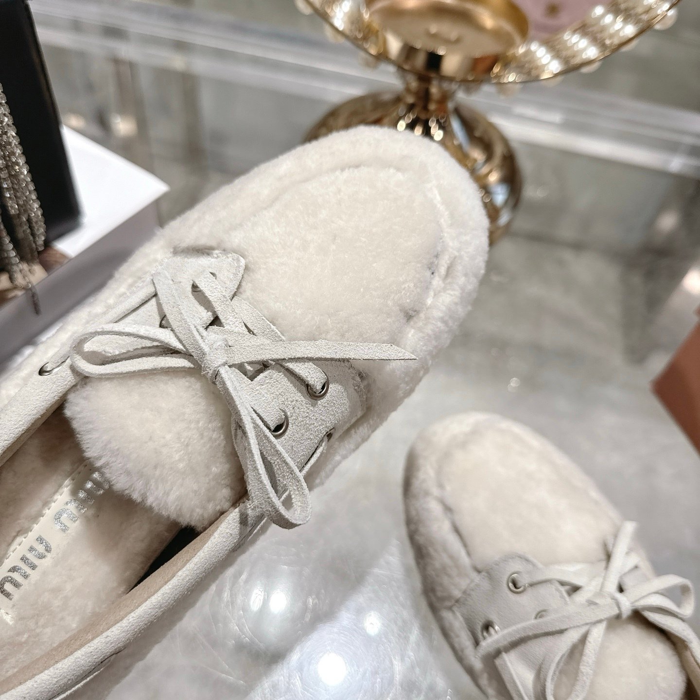 M1um1u Shearing Loafers Natural 5D525E 173 F0018 F 005