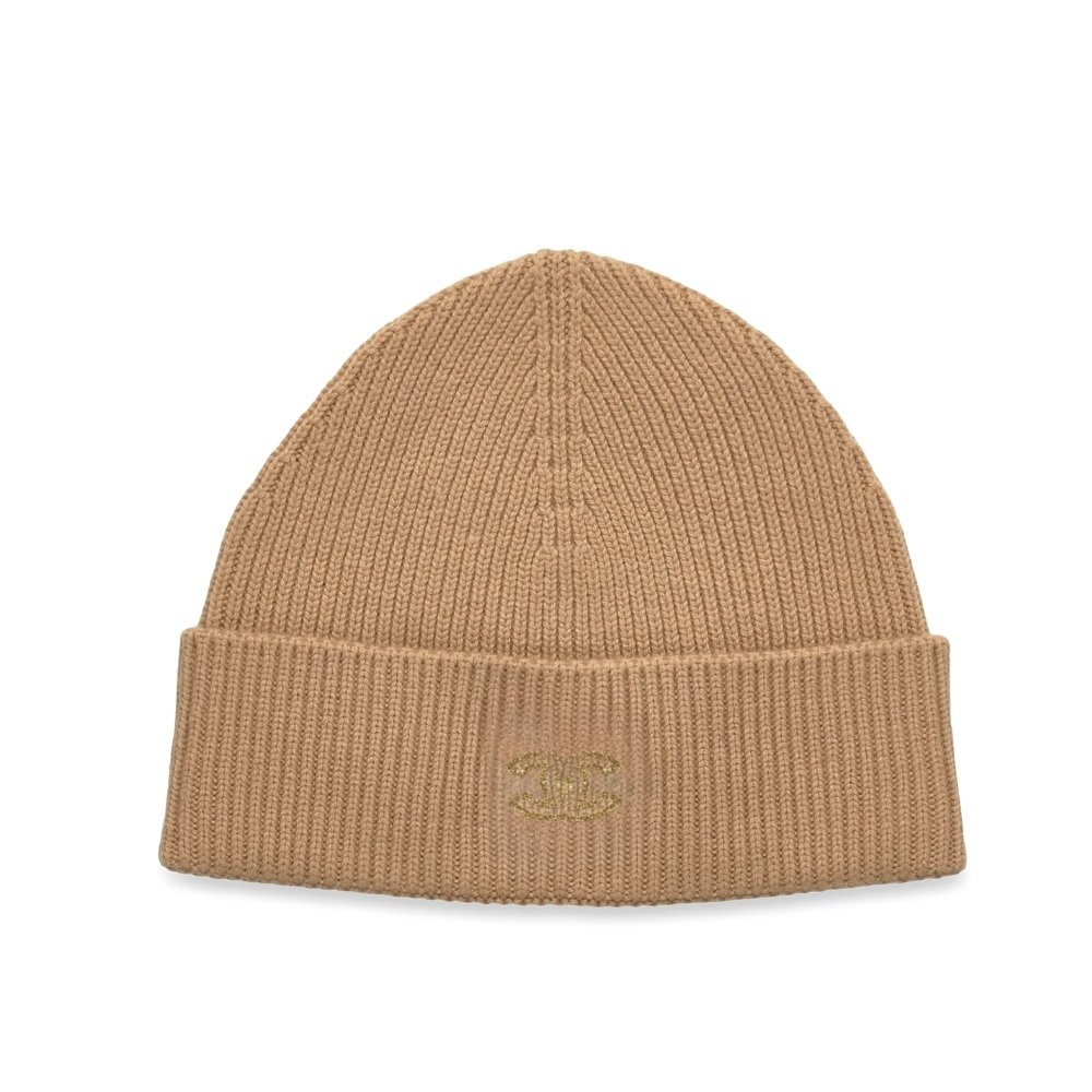 Ch**el Gold Cc Wool Beanie Beige