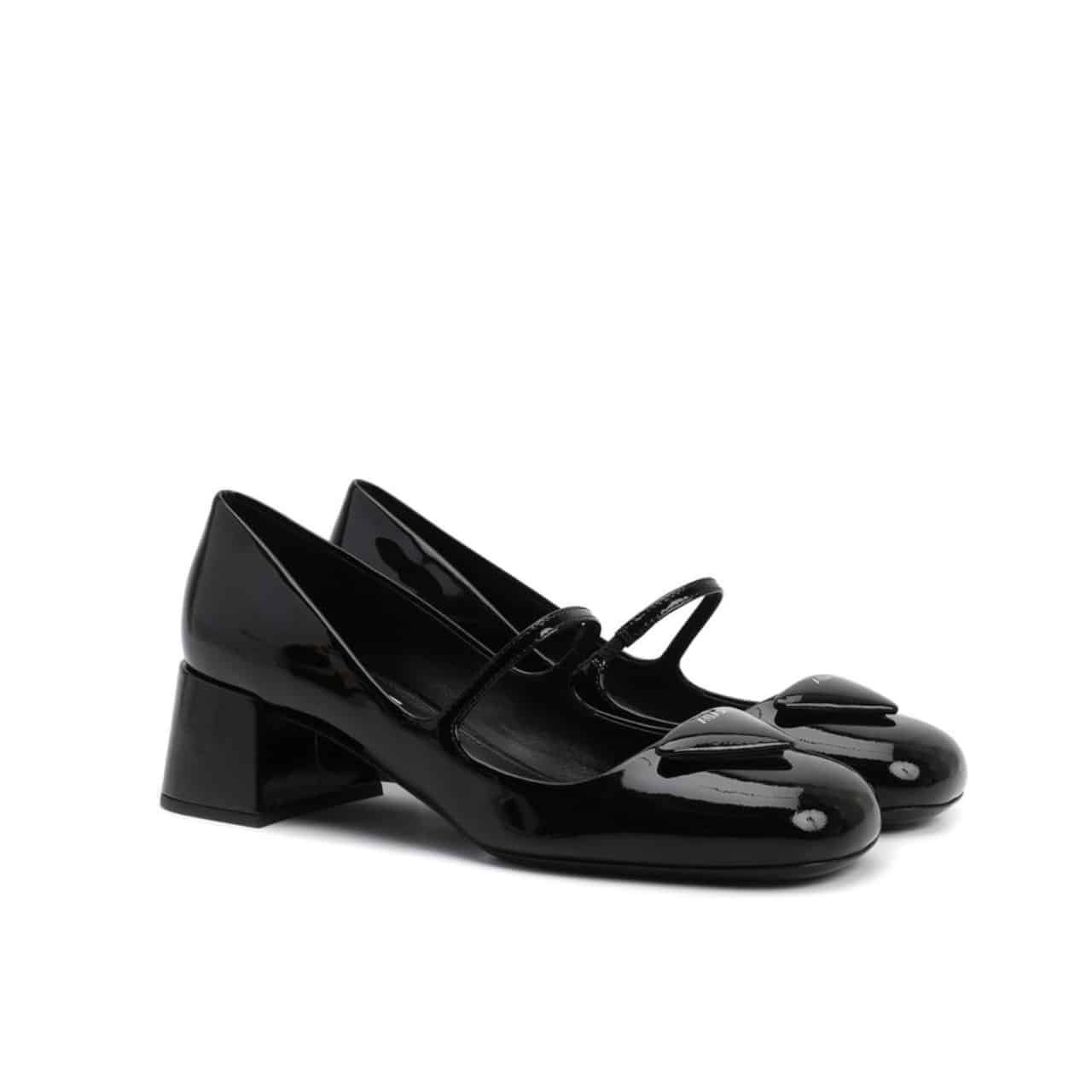 Pra*a Women’S Logo Patch Heeled Pumps Black 1I768Mf045069