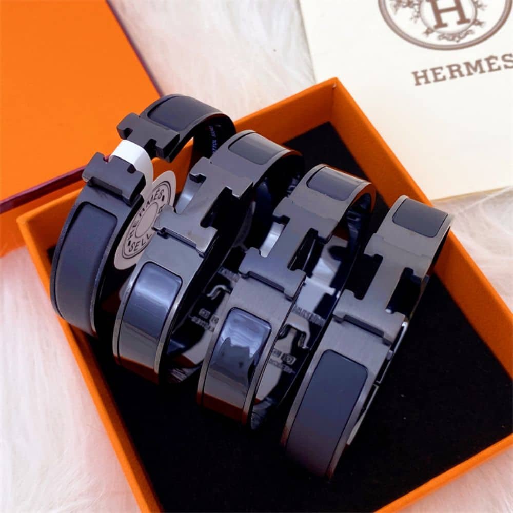 H**me5 Mini Clic Anchor Chain Bracelet Black H703203Fk01T4