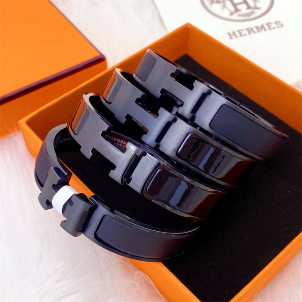 H**me5 Mini Clic Anchor Chain Bracelet Black H703203Fk01T4