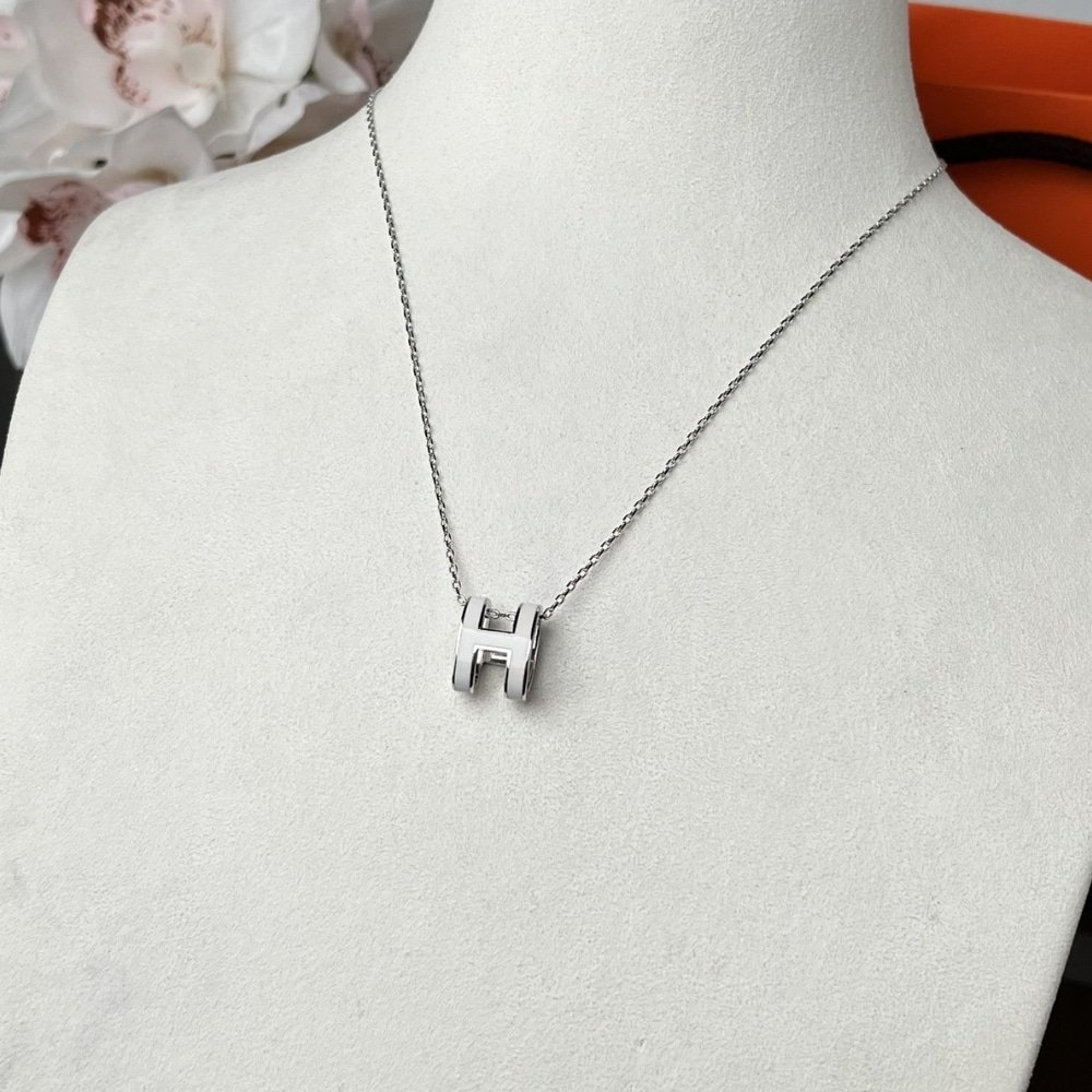 H**me5 Mini Pop H Pendant Necklace White And Silver