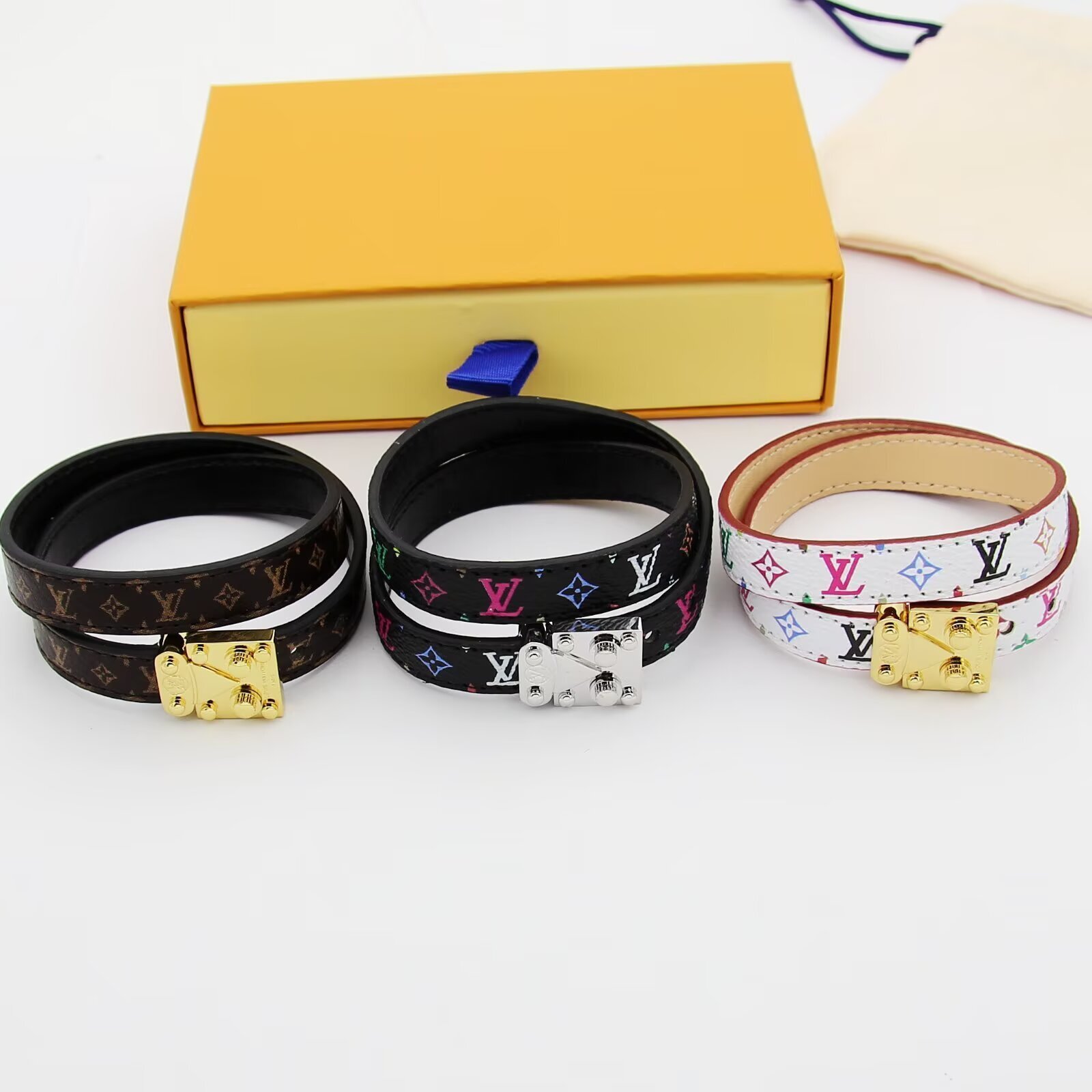 L0vis Vvtt0n X Murakami Lv Signature Bracelet Black M8967E