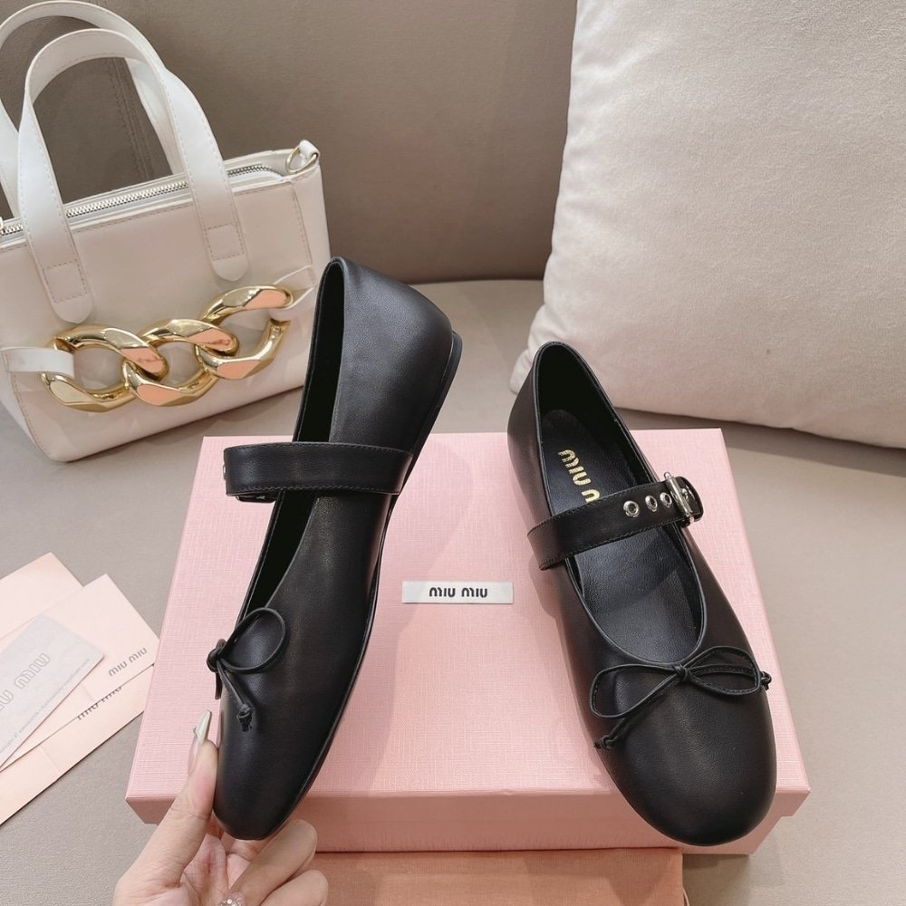 M1um1u Leather Ballerinas In Black 5F210E 070 F0002 F 005
