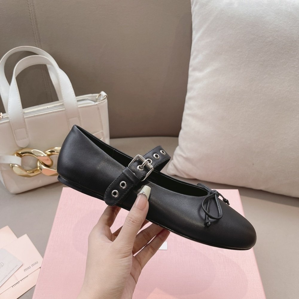 M1um1u Leather Ballerinas In Black 5F210E 070 F0002 F 005