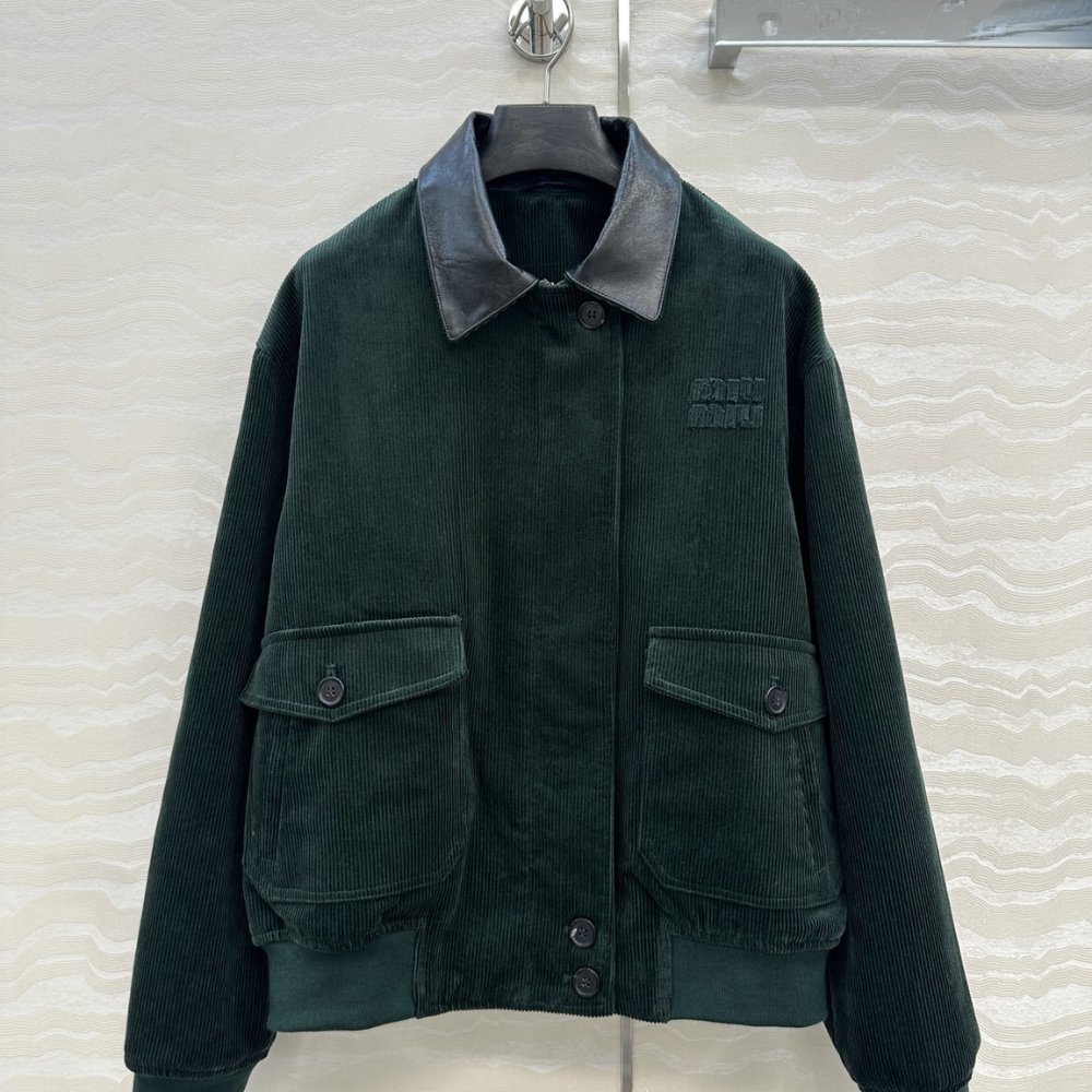 M1um1u Padded Corduroy Blouson Billiard Green Ml1326 1795 F0L76 S Ooo