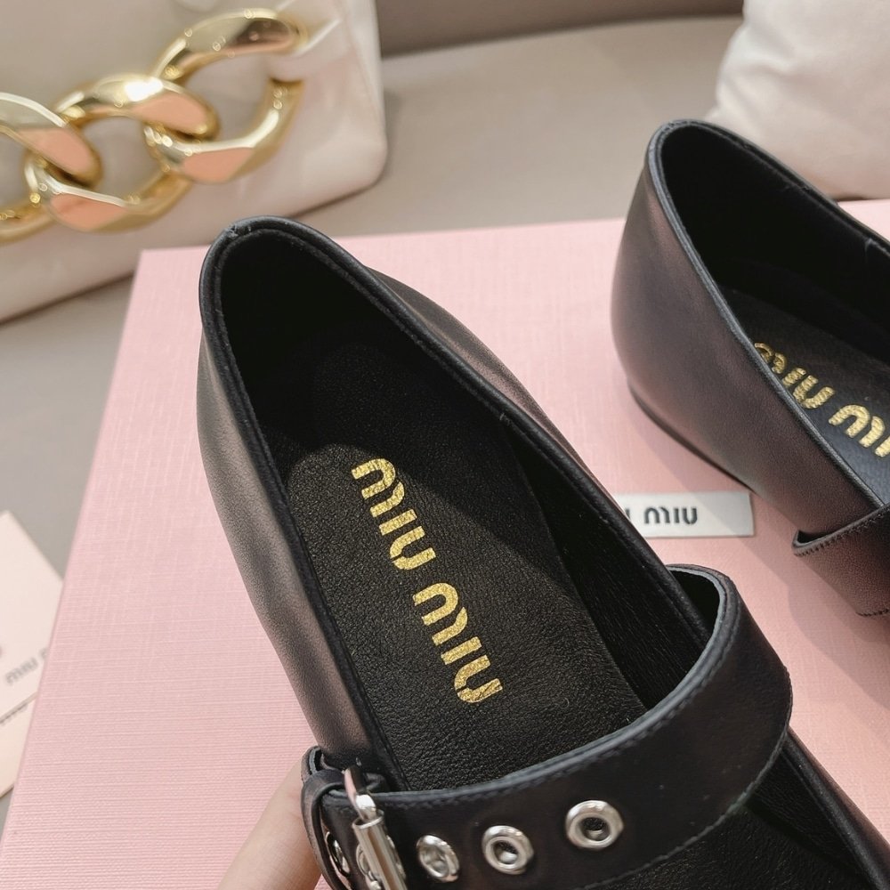 M1um1u Leather Ballerinas In Black 5F210E 070 F0002 F 005
