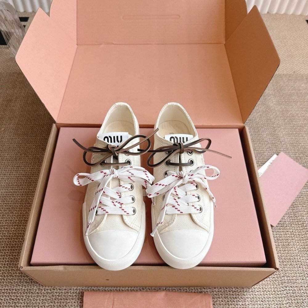 M1um1u Washed Denim Sneaker Ivory 5E384E Csl F0304 F 005