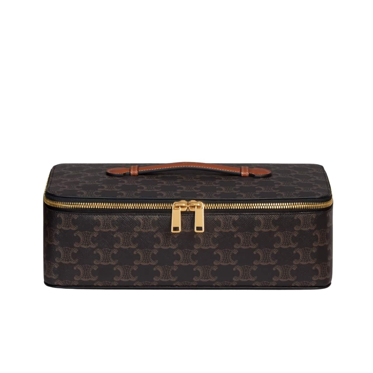Ce1i*e Medium Toiletry Case In Triomphe Canvas And Top Handle Bag 28Cm