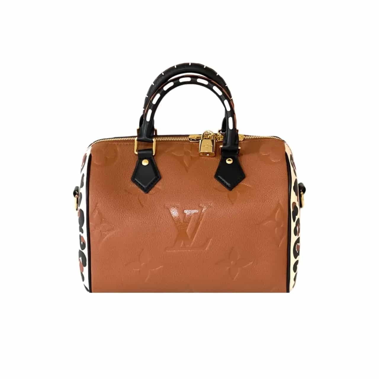 L0vis Vvtt0n Speedy Bandouliere Bag Wild At Heart Monogram Empreinte Giant Brown 26Cm