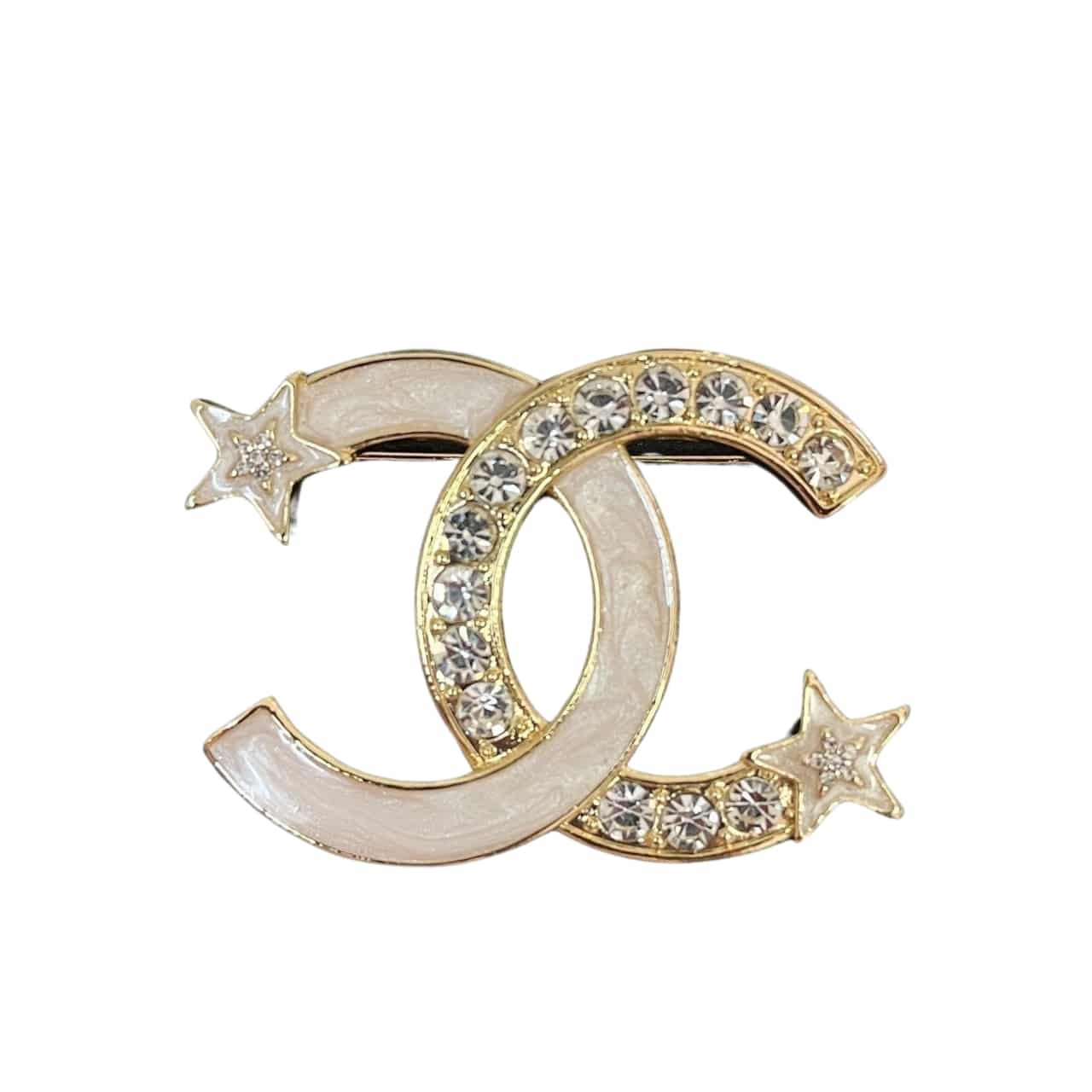 Ch**el Cc Brooch Gold With Two Small Stars