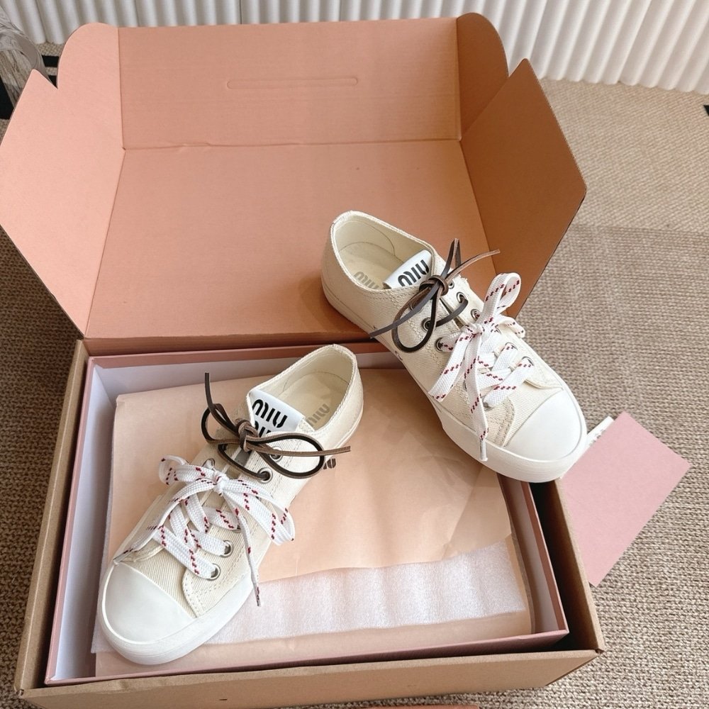 M1um1u Washed Denim Sneaker Ivory 5E384E Csl F0304 F 005