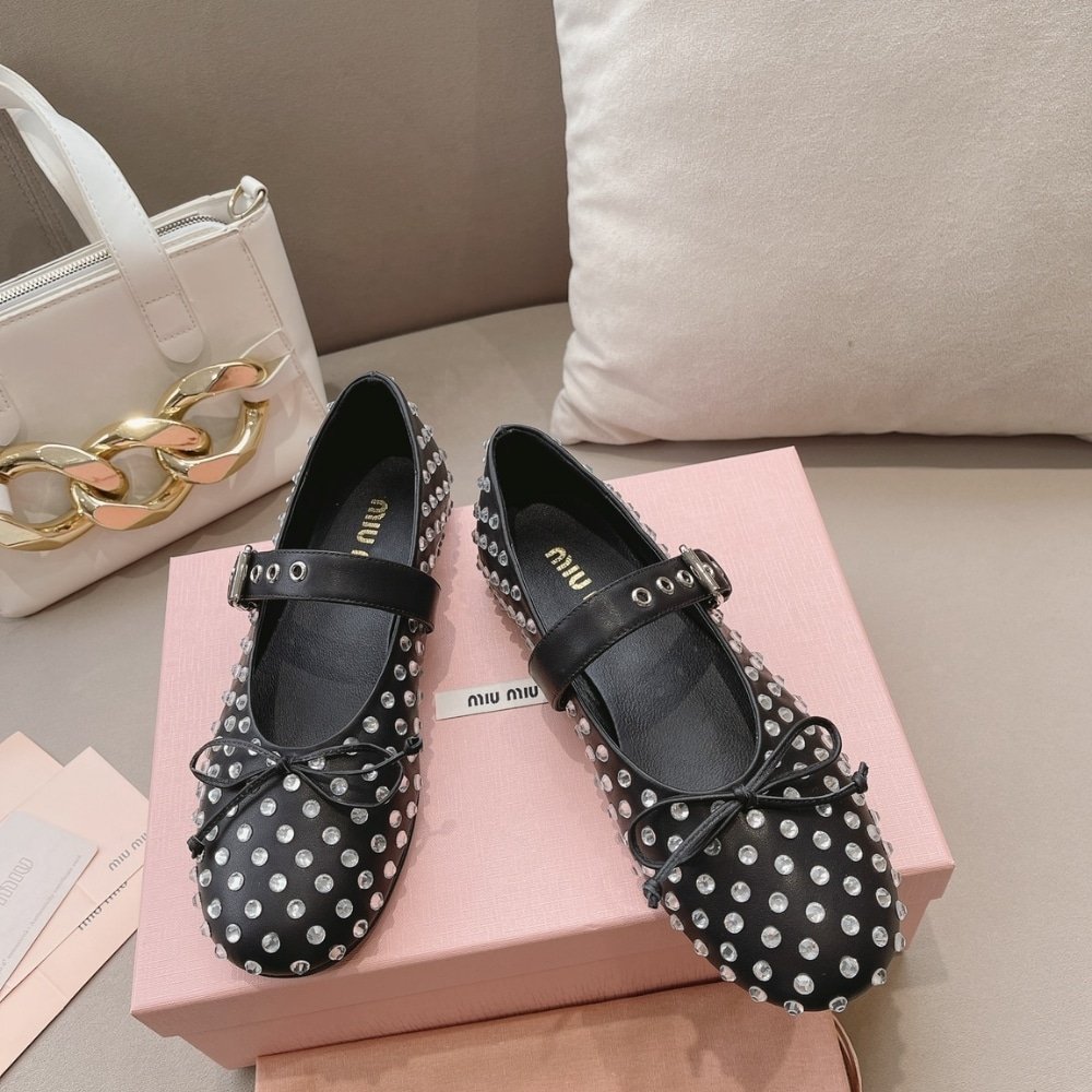 M1um1u Leather Ballerinas In Black 5F212E 070 F0002 F 005