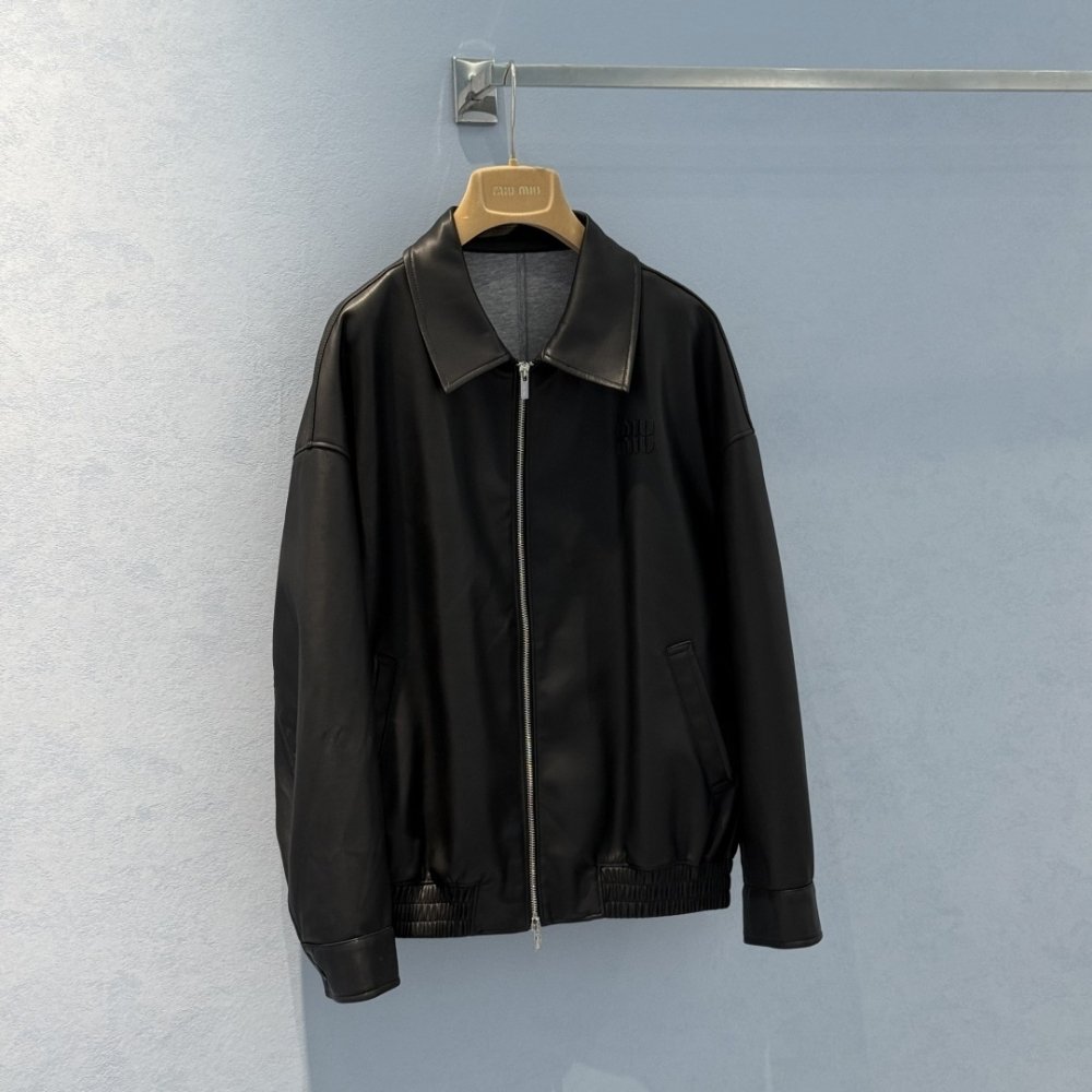 M1um1u Plongé Nappa Leather Jacket Black Mpv947 17Nh F0002 S Ooo