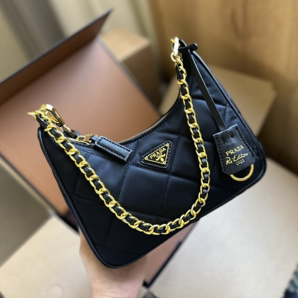 Pra*a Re Edition 1995 Chaîne Re Nylon Mini Bag Black 22Cm 1Bc204 2Aos F0002 V Qoo