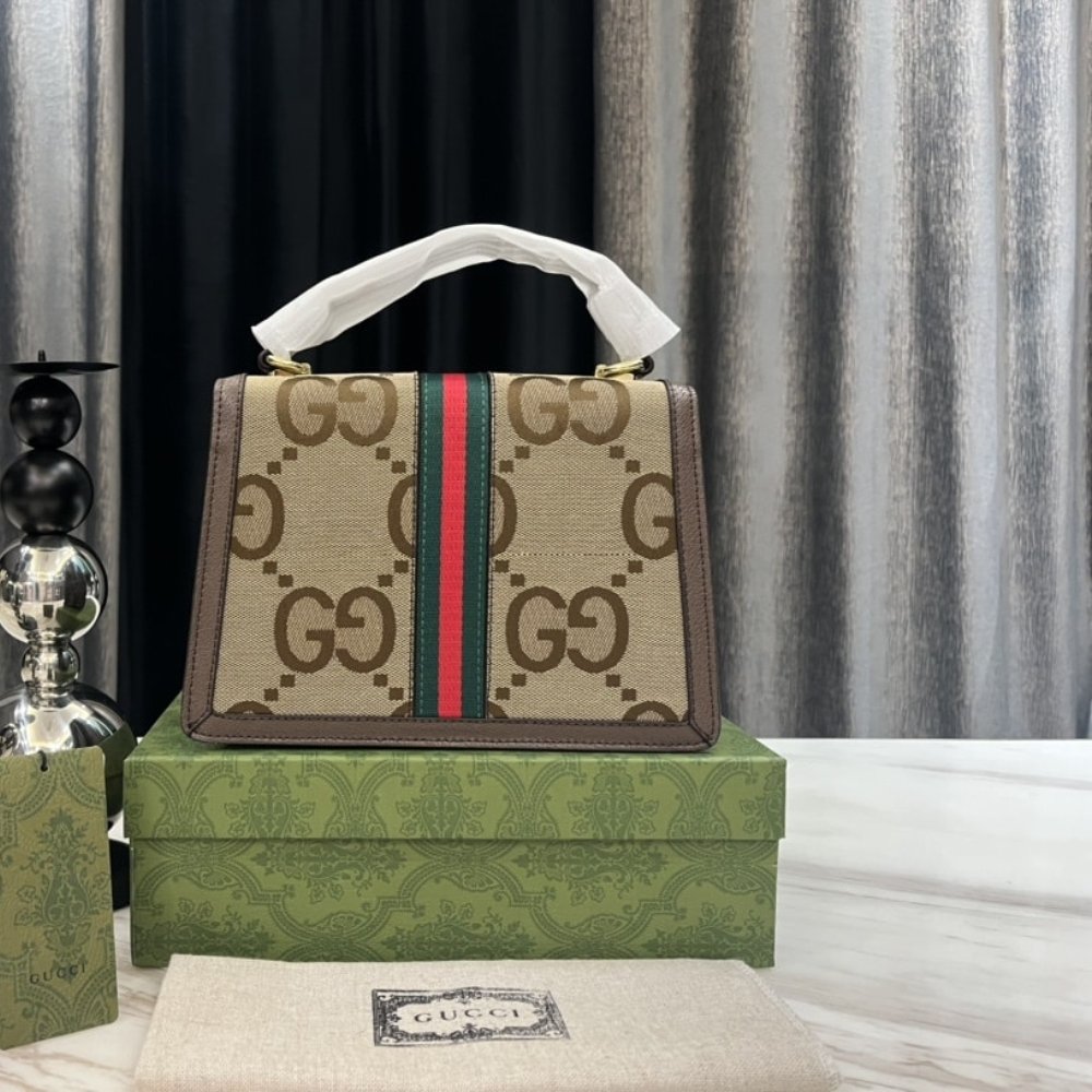 Gvc*1 Ophidia Small Jumbo Gg Bag Camel Ebony 25Cm 651055 Ukmdg 2570