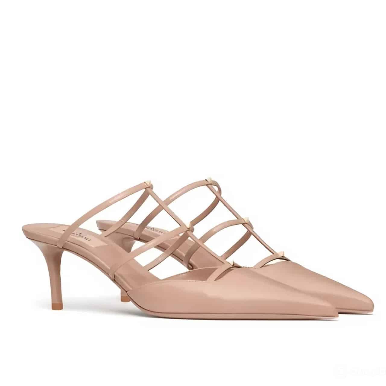 Va1e*ntin0 Garavani Rockstud Wispy Mule In Beige 4W0S0Jb1Act 098