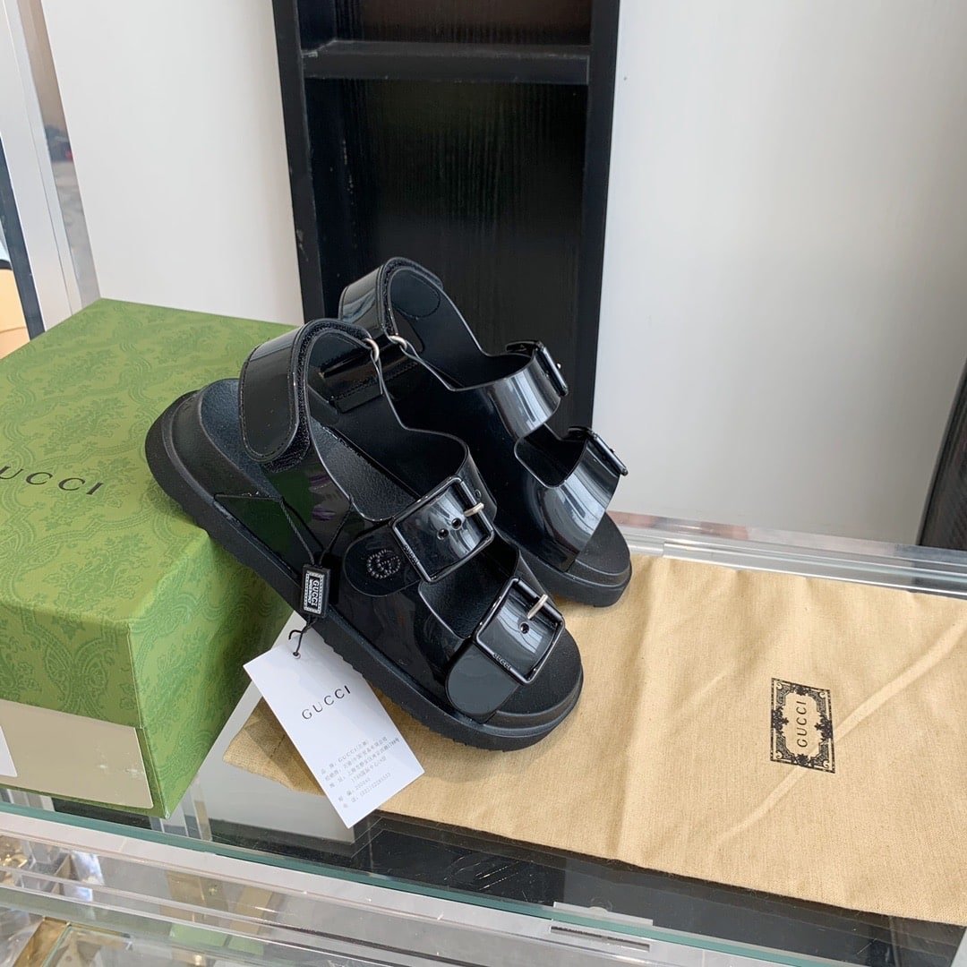 Gvc*1 Women’S Mini Double G Sandal Rubber ‎Black 660243 J8700 1000