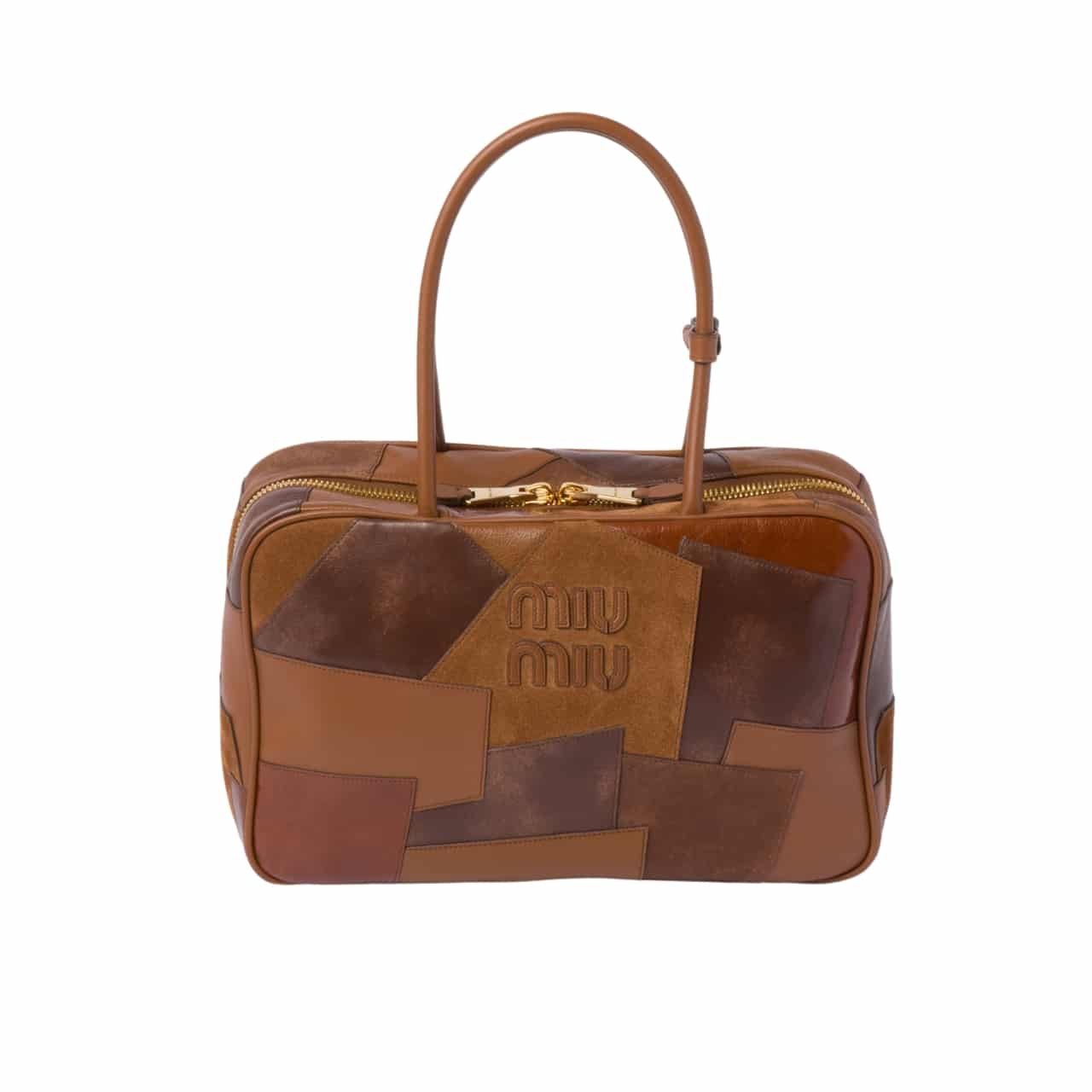 M1um1u Patchwork Beau Bag Cognac 34Cm 5Bb117 2Crv F0046 V Mln