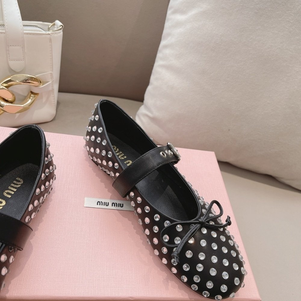 M1um1u Leather Ballerinas In Black 5F212E 070 F0002 F 005