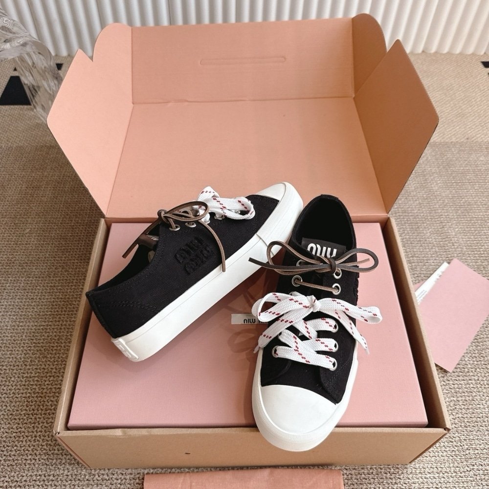 M1um1u Washed Denim Sneaker Black 5E384E Csl F0002 F 005