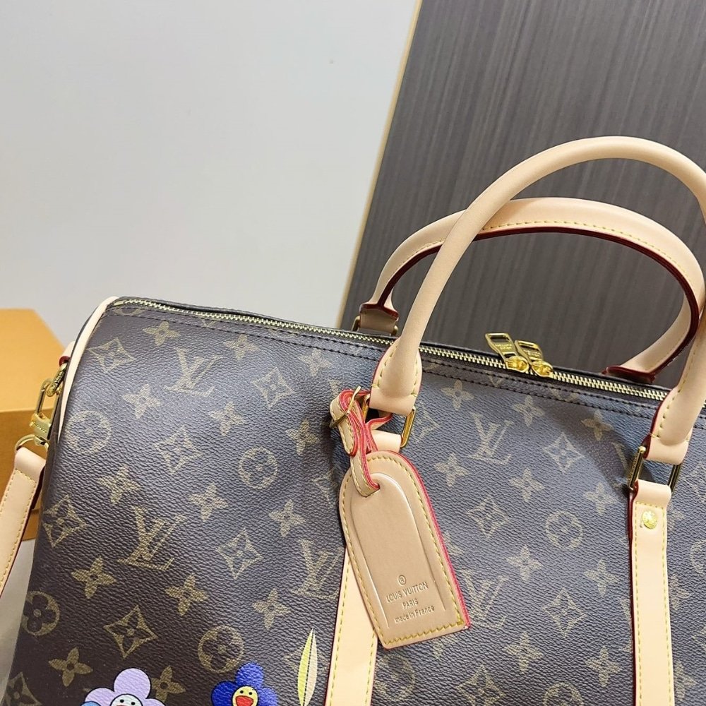 L0vis Vvtt0n X Takashi Murakami Keepall Bandouliere Brown 45Cm M14182