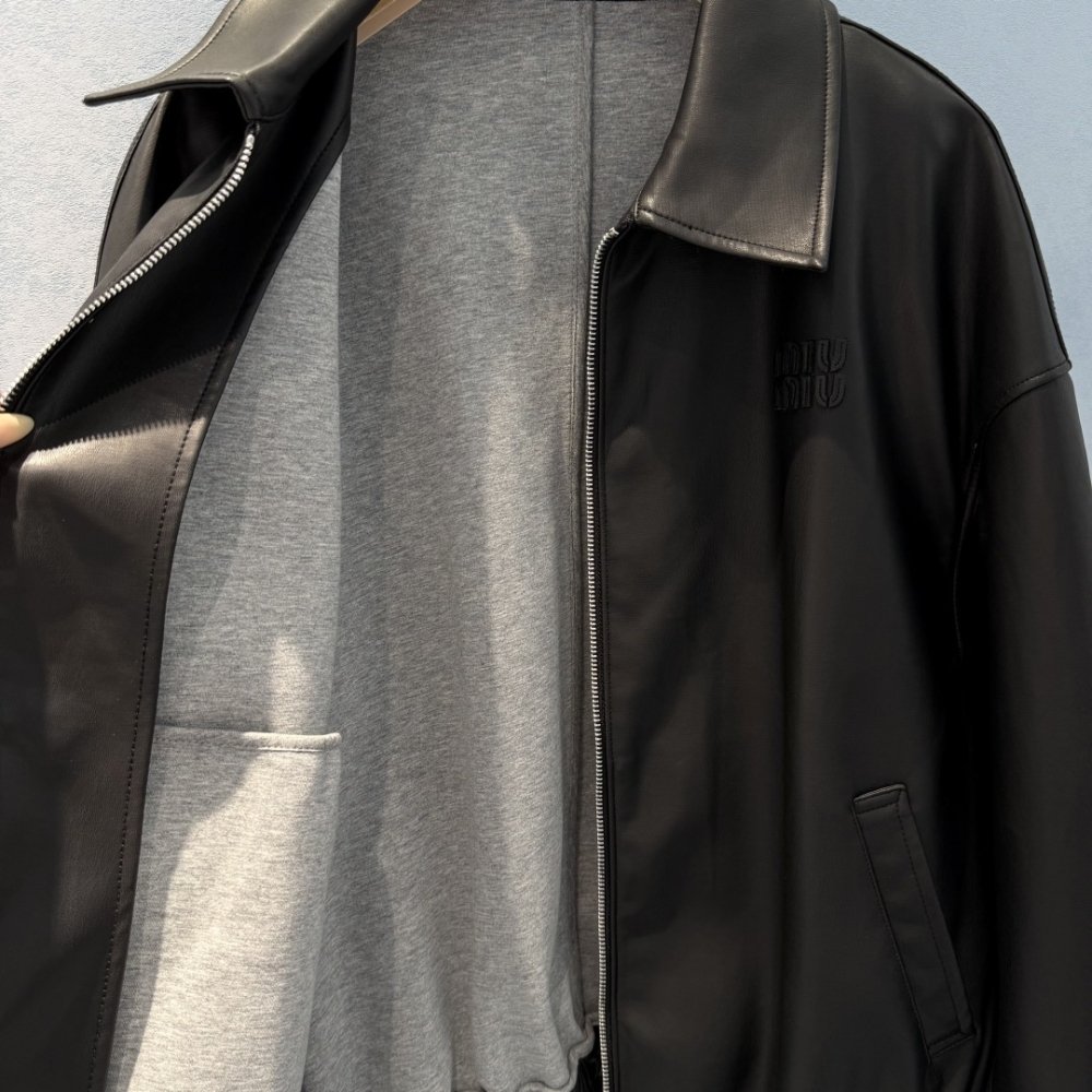 M1um1u Plongé Nappa Leather Jacket Black Mpv947 17Nh F0002 S Ooo