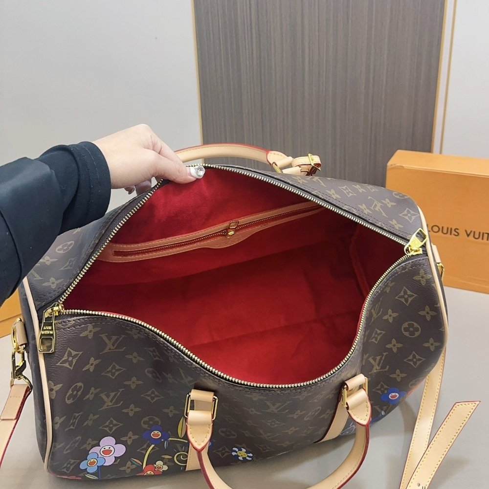L0vis Vvtt0n X Takashi Murakami Keepall Bandouliere Brown 45Cm M14182